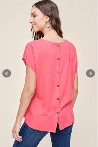 Short Sleeve Button Back Top