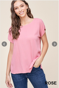 Short Sleeve Button Back Top