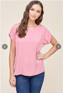 Short Sleeve Button Back Top