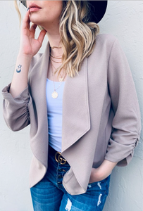 Solid Open Front Blazer