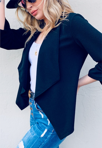 Solid Open Front Blazer