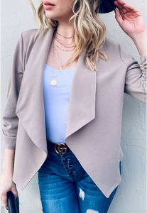 Solid Open Front Blazer