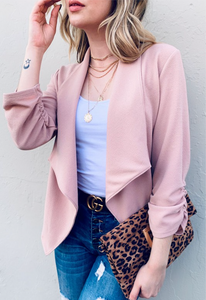 Solid Open Front Blazer