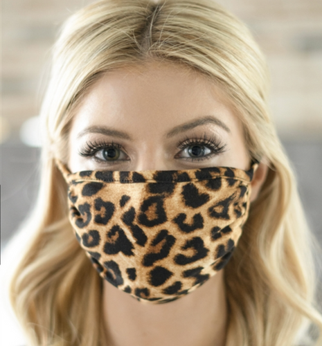 ADULT Black Brown Leopard Face Mask