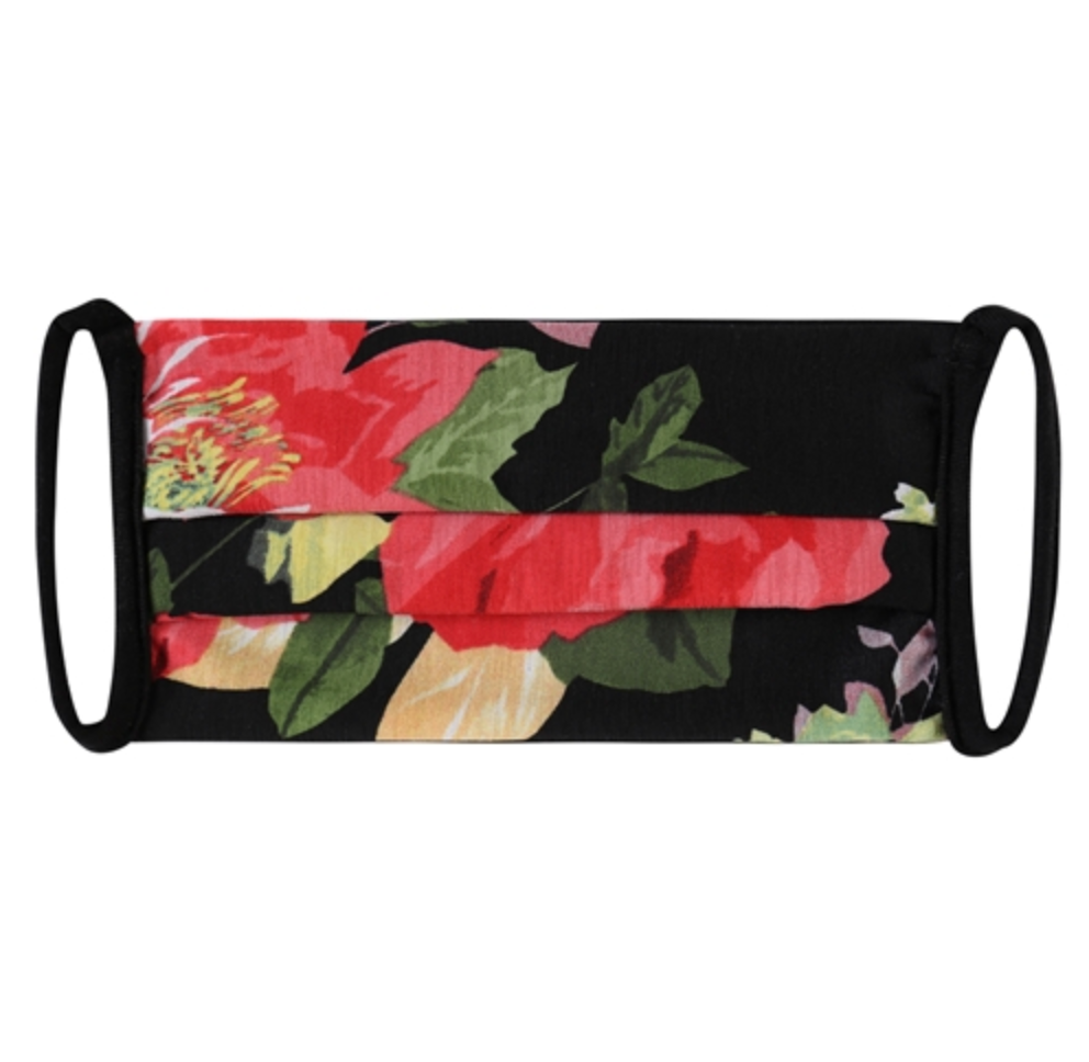 ADULT Red Black Floral Face Mask