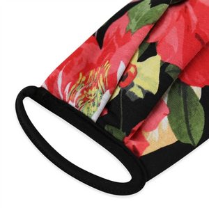 ADULT Red Black Floral Face Mask