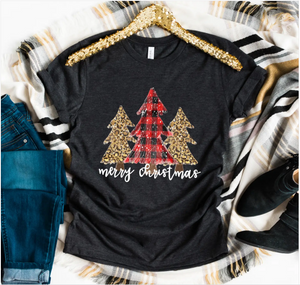 Buffalo Plaid Cheetah Christmas Tee