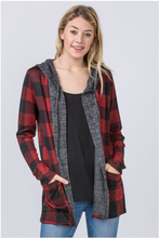 Load image into Gallery viewer, Buffalo Plaid Cardi Hoodie