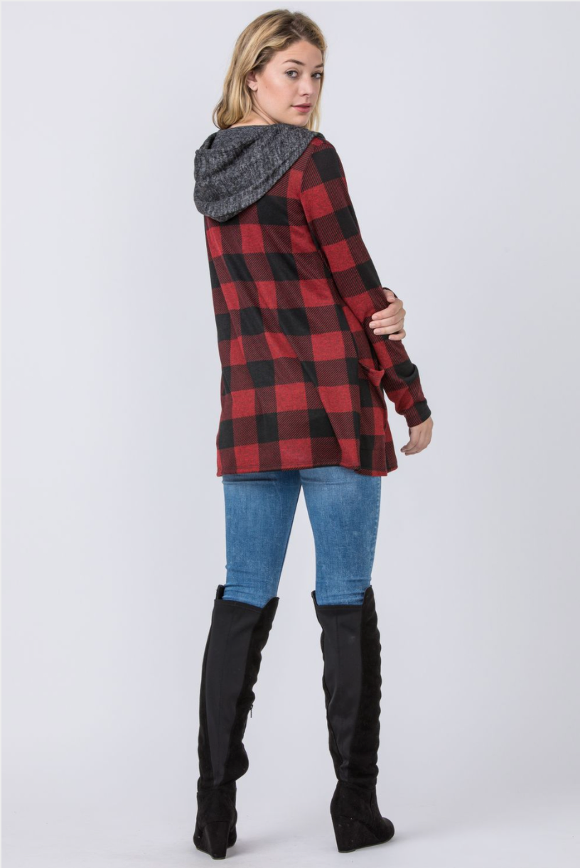 Buffalo Plaid Cardi Hoodie