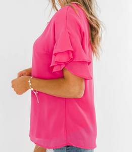 Short Sleeve Ruffle Top