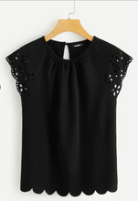 Load image into Gallery viewer, Keyhole Back Laser Cut Raglan Sleeve Tee