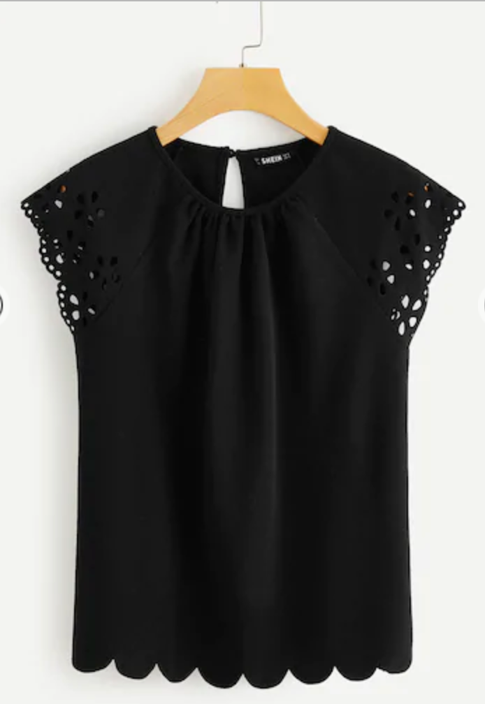 Keyhole Back Laser Cut Raglan Sleeve Tee