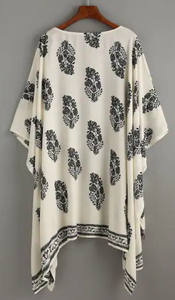Vintage Pattern Print Hanky Hem Kimono