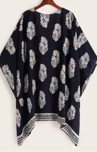 Vintage Pattern Print Hanky Hem Kimono