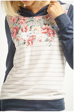 Load image into Gallery viewer, Floral Striped Hoodie