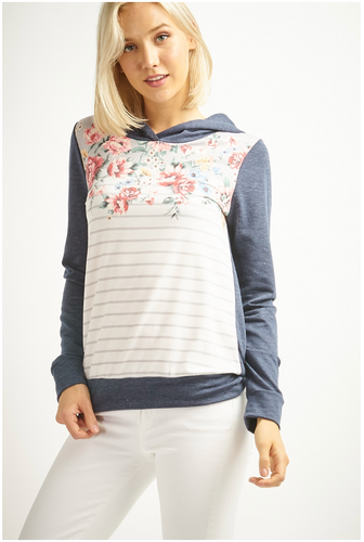 Floral Striped Hoodie