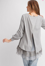 Load image into Gallery viewer, Soft Bubble Sleeve Knit Lace Ruffle Tunic