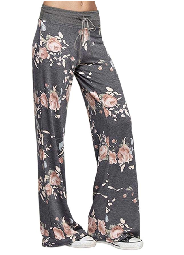 Floral Lounge Pants - Gray