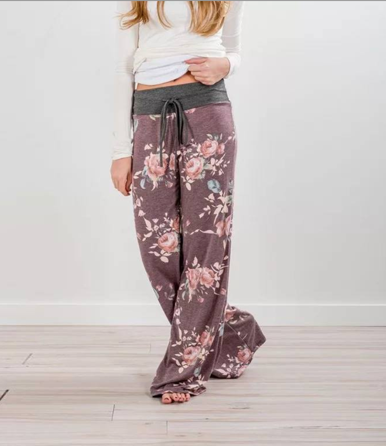 Floral Lounge Pants - Mauve