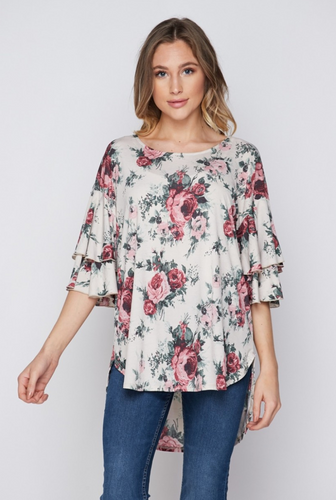 Floral Flare Sleeve Top