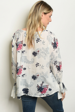 Load image into Gallery viewer, Ivory Floral Tie Front