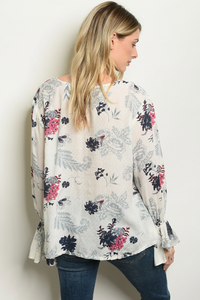 Ivory Floral Tie Front
