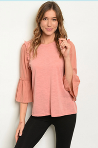 3/4 sleeve round neckline top