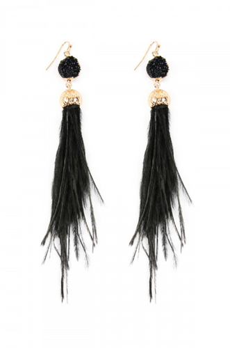 Stone Feather Drop Earring
