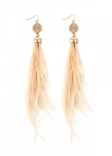 Load image into Gallery viewer, Stone Feather Drop Earring