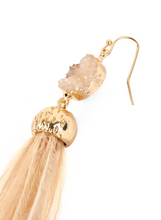 Load image into Gallery viewer, Stone Feather Drop Earring