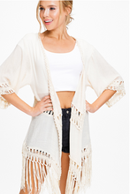 Load image into Gallery viewer, Boho Crochet Tassel Trim Cardigan
