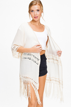 Load image into Gallery viewer, Boho Crochet Tassel Trim Cardigan
