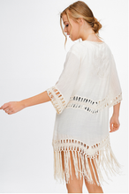 Load image into Gallery viewer, Boho Crochet Tassel Trim Cardigan