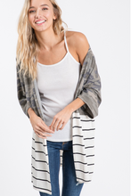Load image into Gallery viewer, Camo and Ivory Striped Kimono Cardigan