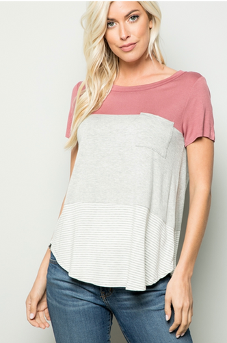 Mauve Color Block Top