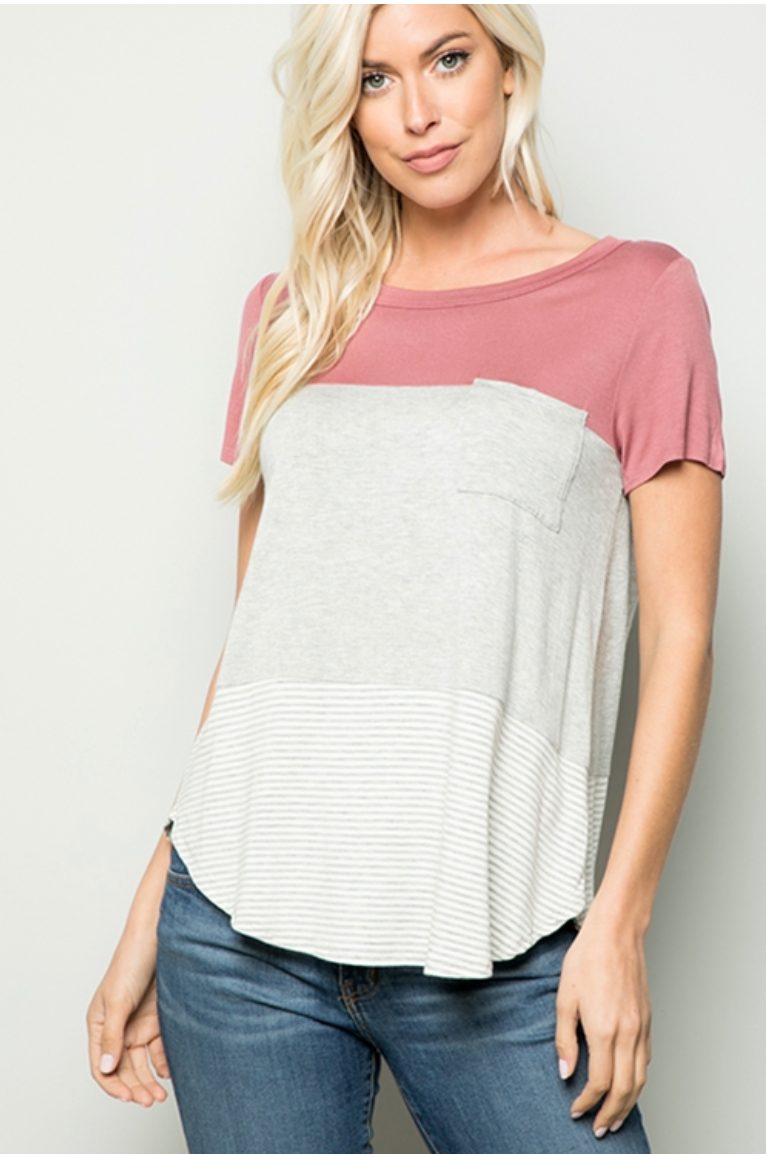 Mauve Color Block Top