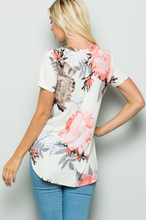 Load image into Gallery viewer, Short Sleeve Floral Print Top