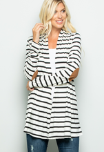 Load image into Gallery viewer, Striped Patch Sleeve Cardigan