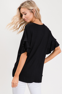 Short Sleeve Ruffle Top