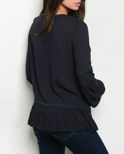 Load image into Gallery viewer, Navy Tassel Top