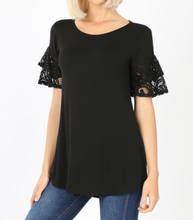 Load image into Gallery viewer, Two Tier Lace Ruffle Sleeve Top