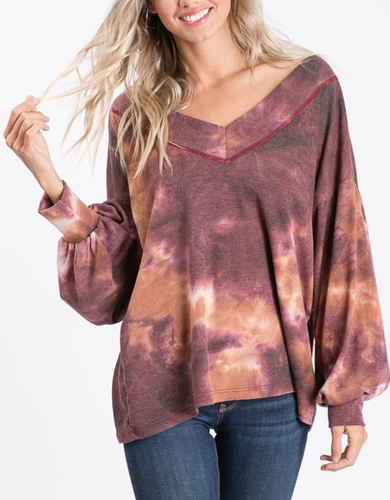 Tie Die Bishop Sleeve Top