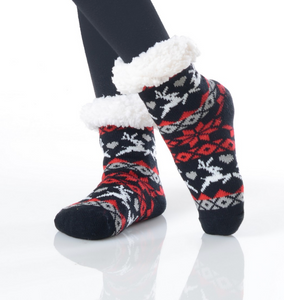 Kids Reindeer Sherpa Socks