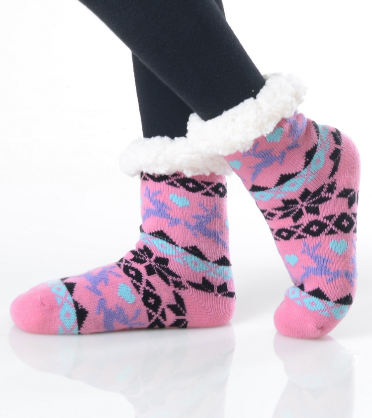 Kids Reindeer Sherpa Socks