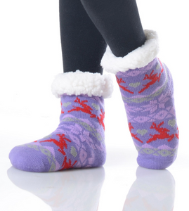 Kids Reindeer Sherpa Socks
