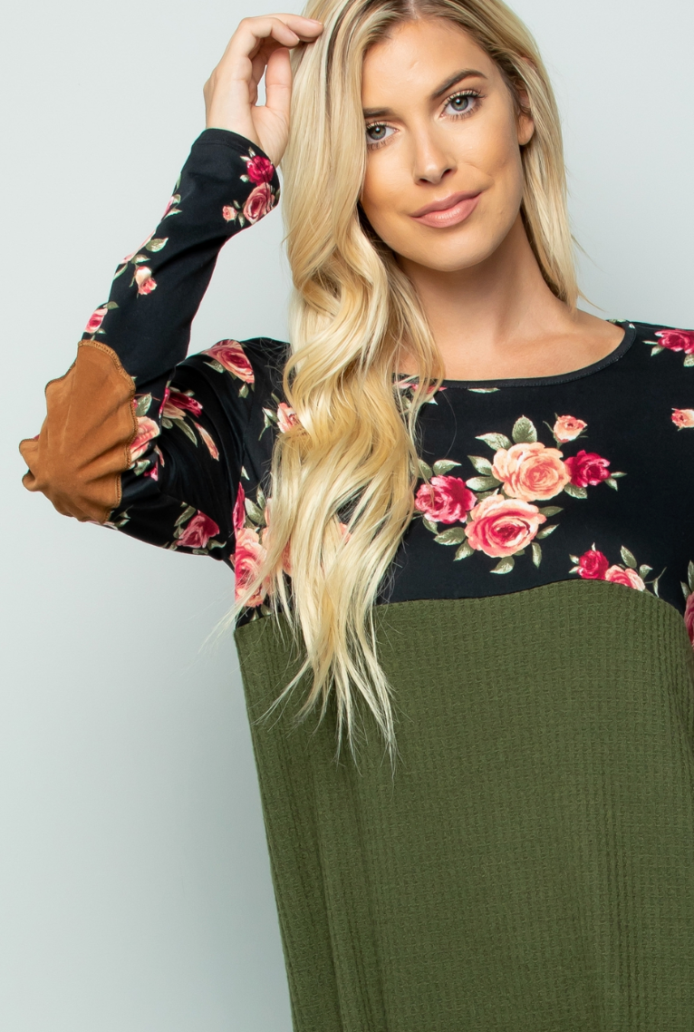 Floral Block Elbow Patch