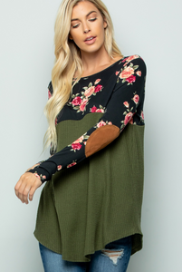 Floral Block Elbow Patch