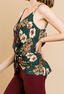 Floral Tie Front Tank Top