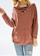 Load image into Gallery viewer, Asymmetrical Button Sweatshirt