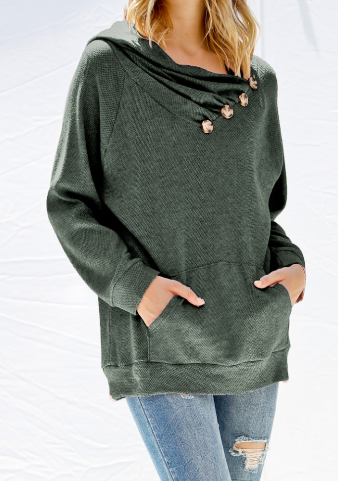 Asymmetrical Button Sweatshirt
